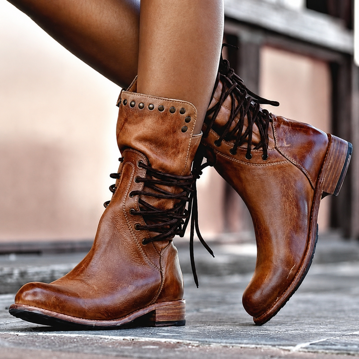 Nova | Cross-Tied Biker-Stiefeletten mit Fleece-Futter
