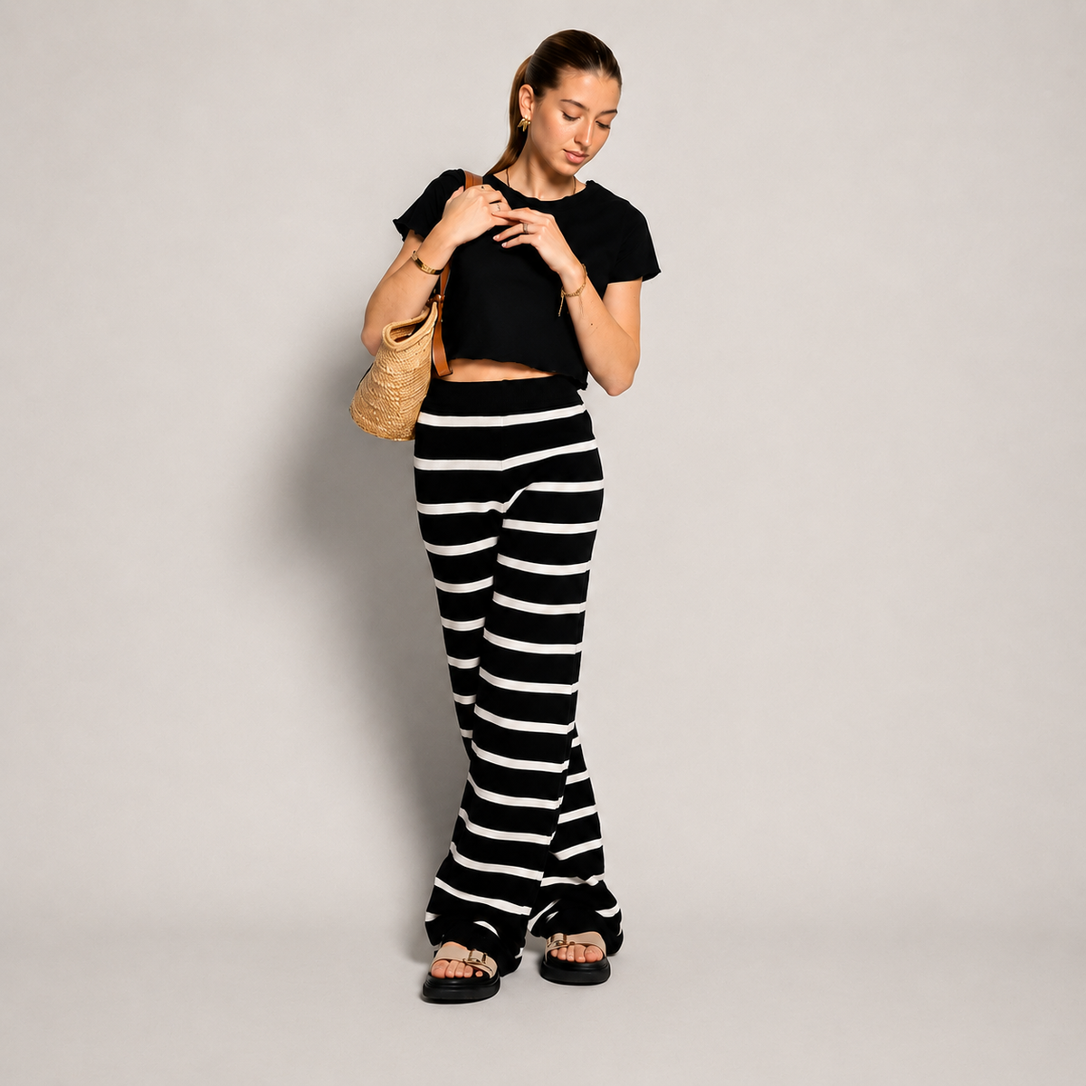 Sienna | Palazzo-Hose mit Kontraststreifen