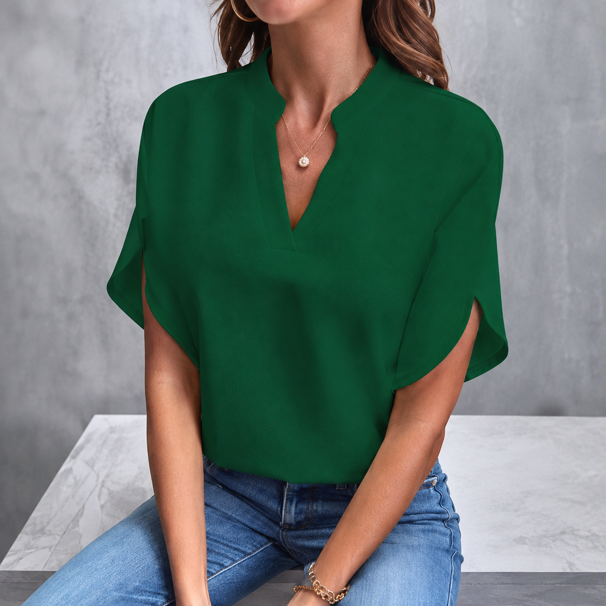 Roswina™ – Elegante V-Ausschnitt-Bluse für jeden Anlass