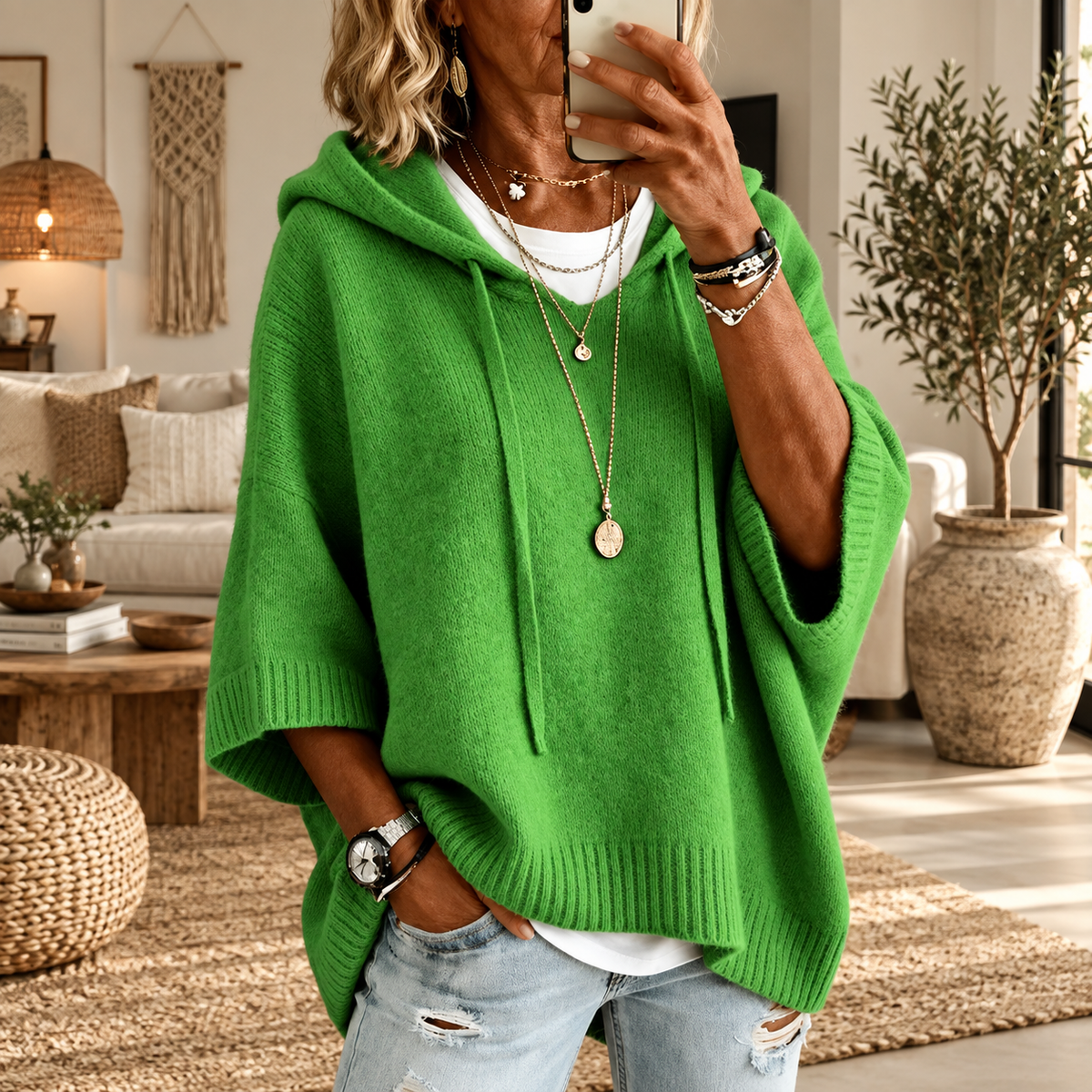 Pull à capuche oversize en maille Louise