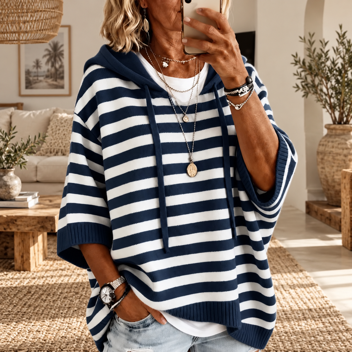 Pull à capuche oversize en maille Louise