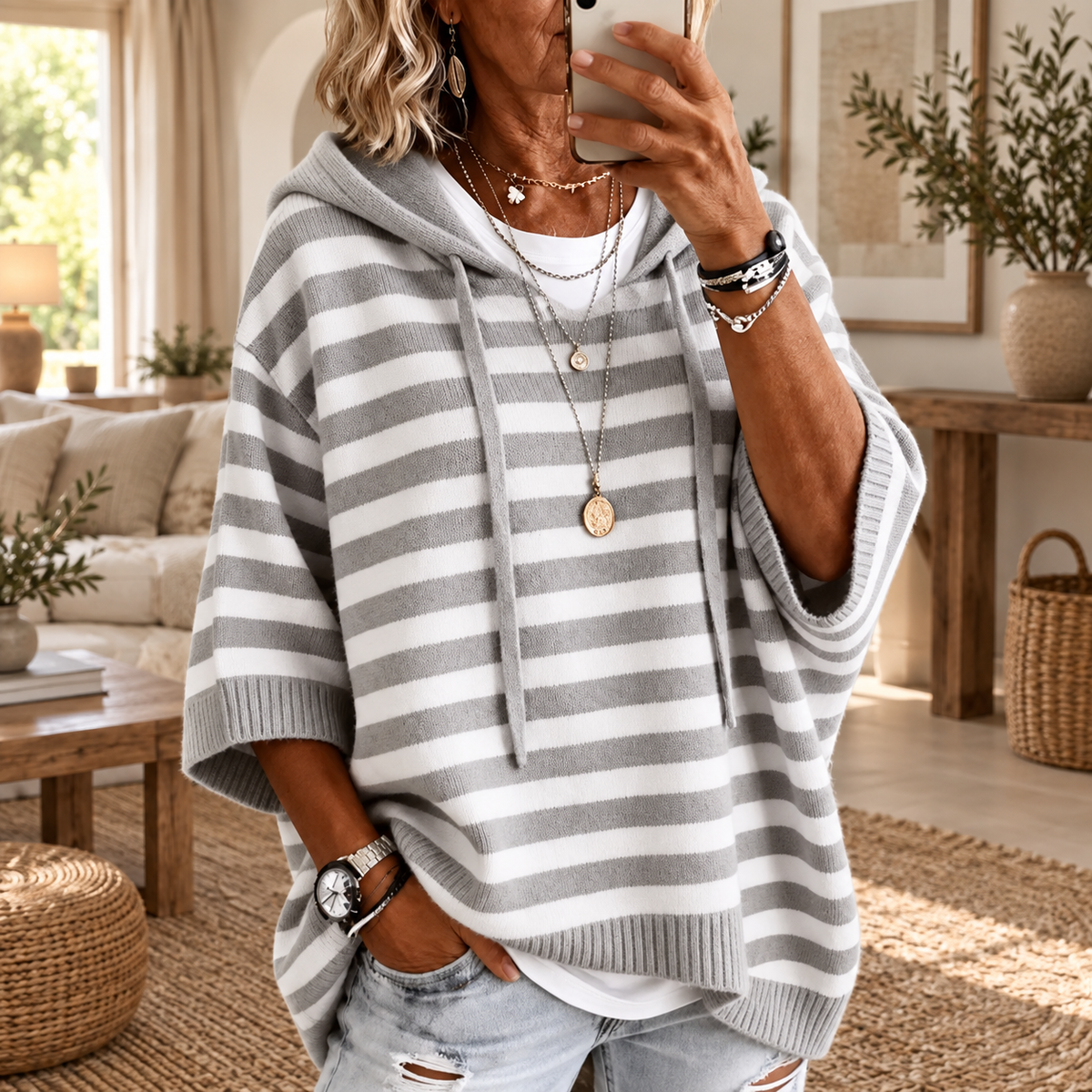 Pull à capuche oversize en maille Louise