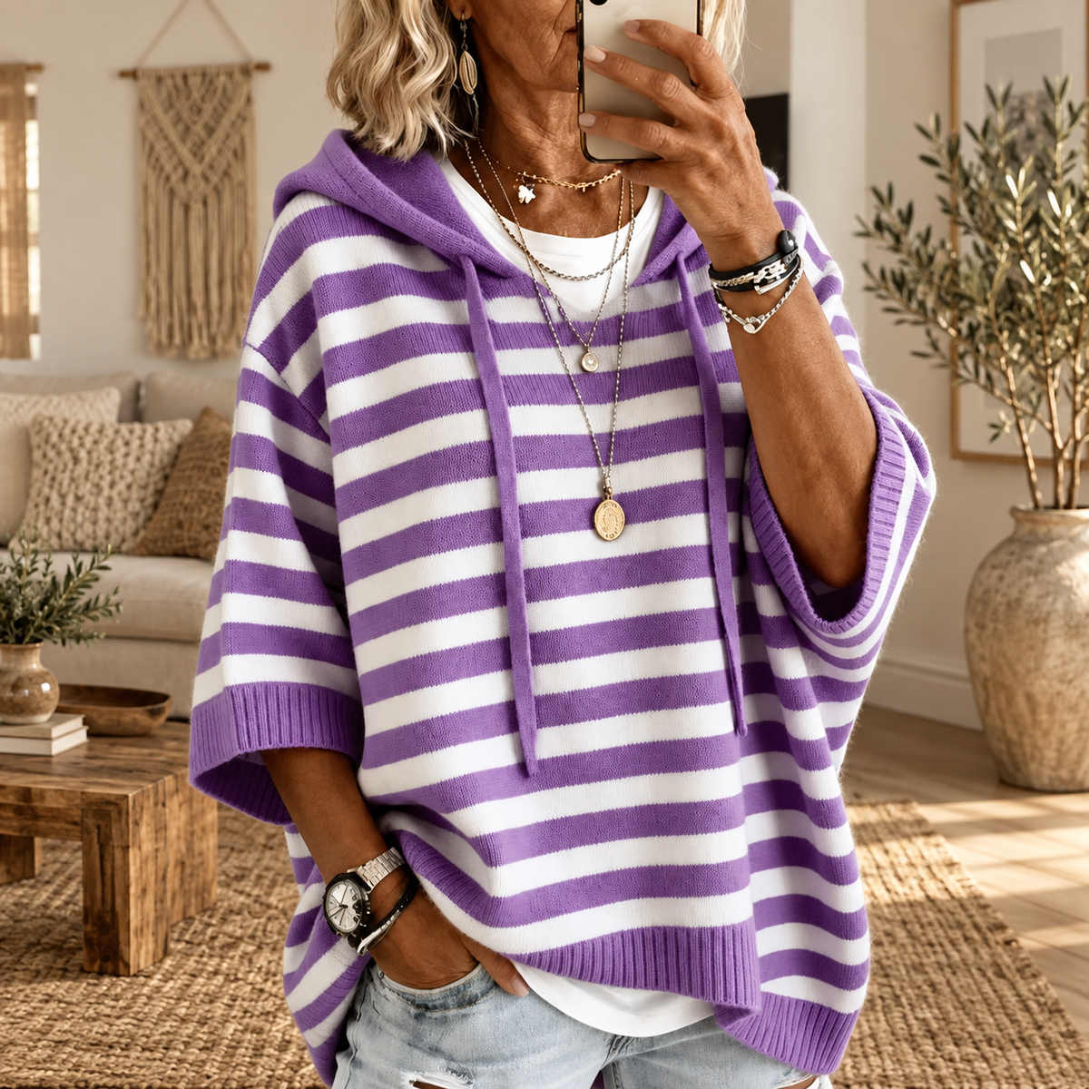 Pull à capuche oversize en maille Louise