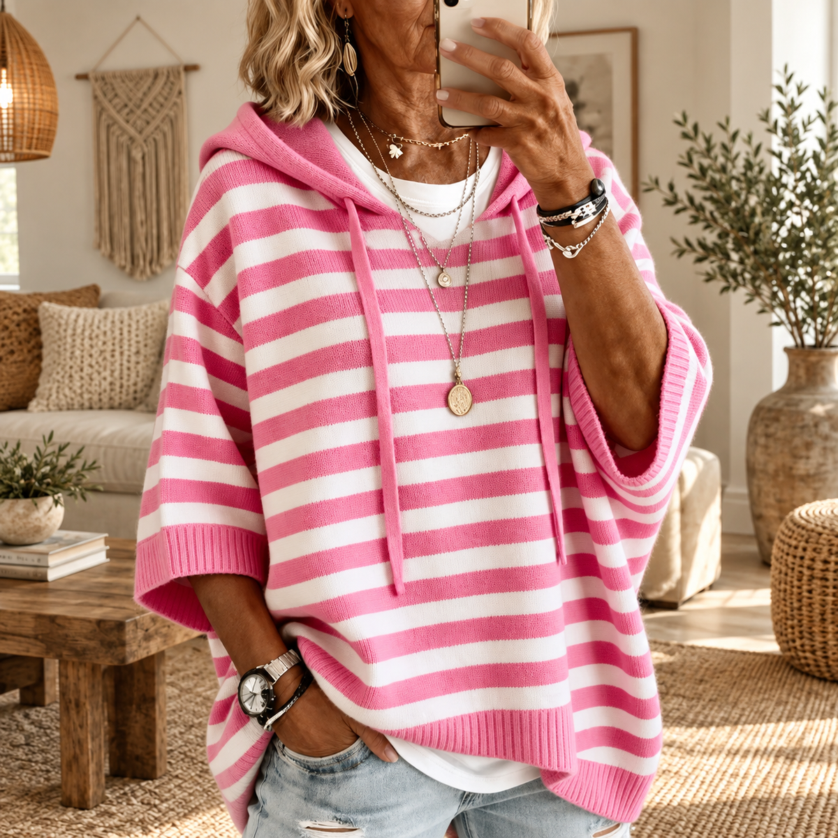 Pull à capuche oversize en maille Louise