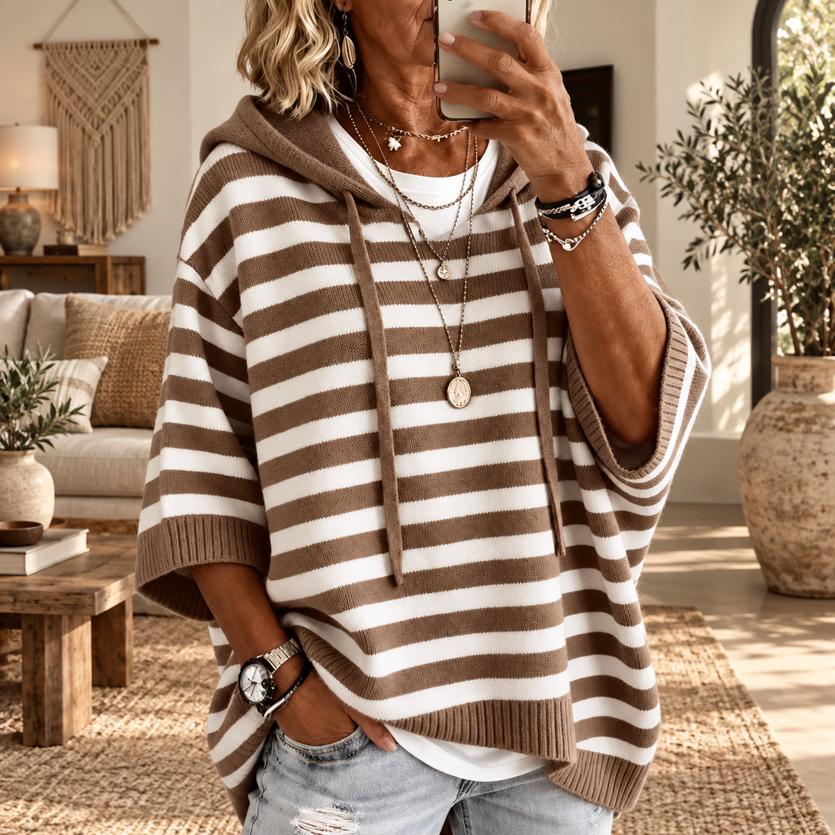 Pull à capuche oversize en maille Louise