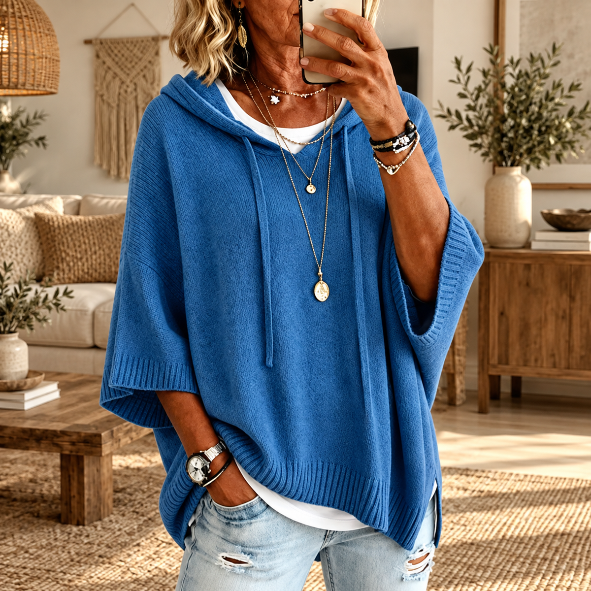 Pull à capuche oversize en maille Louise