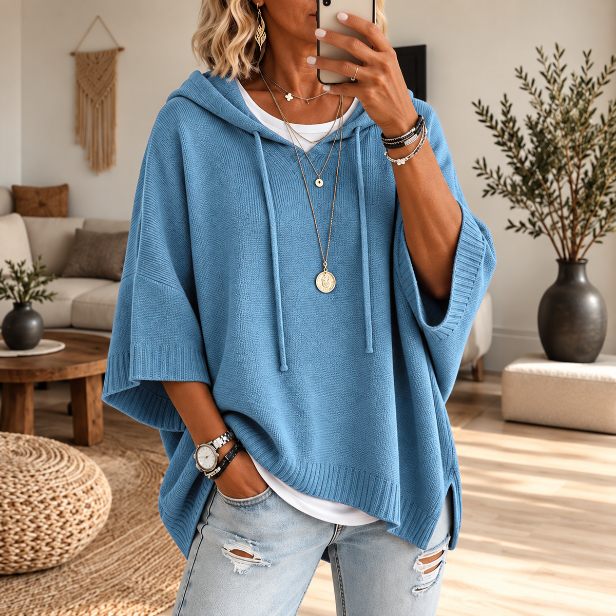 Pull à capuche oversize en maille Louise