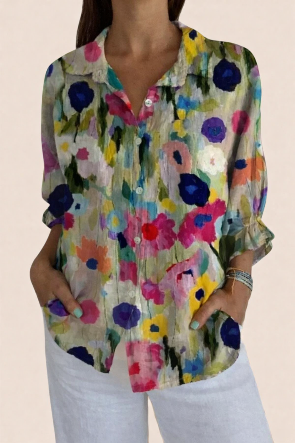 Daisy | Blumenbluse mit Aquarellmuster