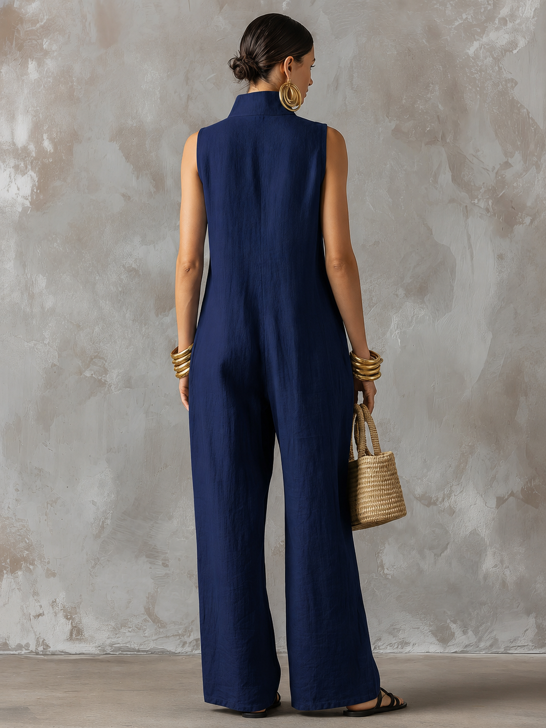 Stacy | Ärmelloser Jumpsuit mit weitem Bein
