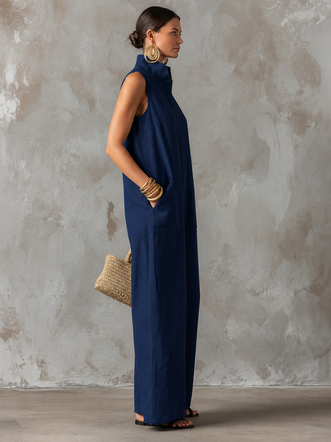 Stacy | Ärmelloser Jumpsuit mit weitem Bein