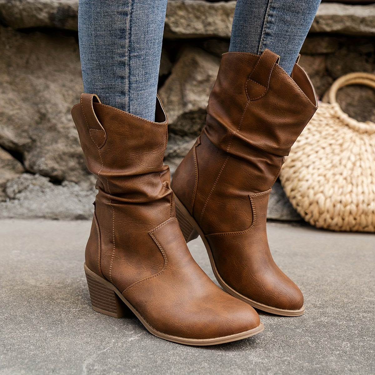 Alvara | Damen-Stiefeletten mit Blockabsatz im Western-Look