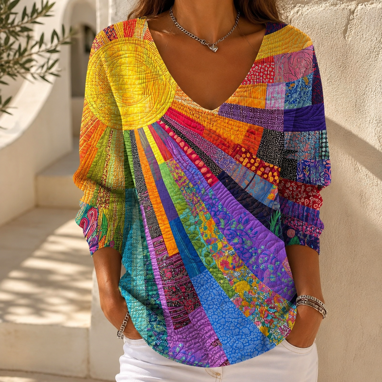 Nelia | Künstlerisches Patchwork Shirt