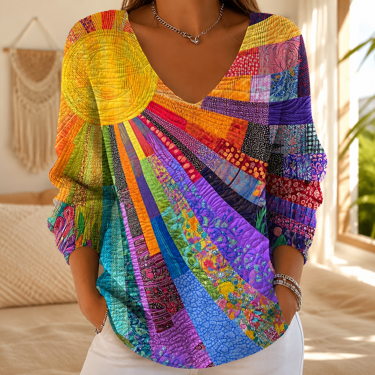 Nelia | Künstlerisches Patchwork Shirt
