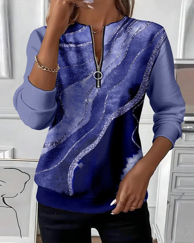 Nora | Bedrucktes Half-Zip Sweatshirt