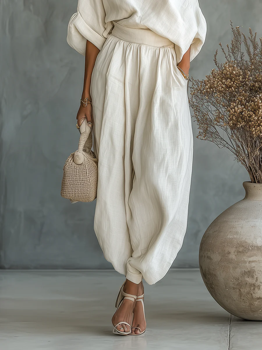 Susan | Elegantes Zweiteiler Set in Leinenoptik