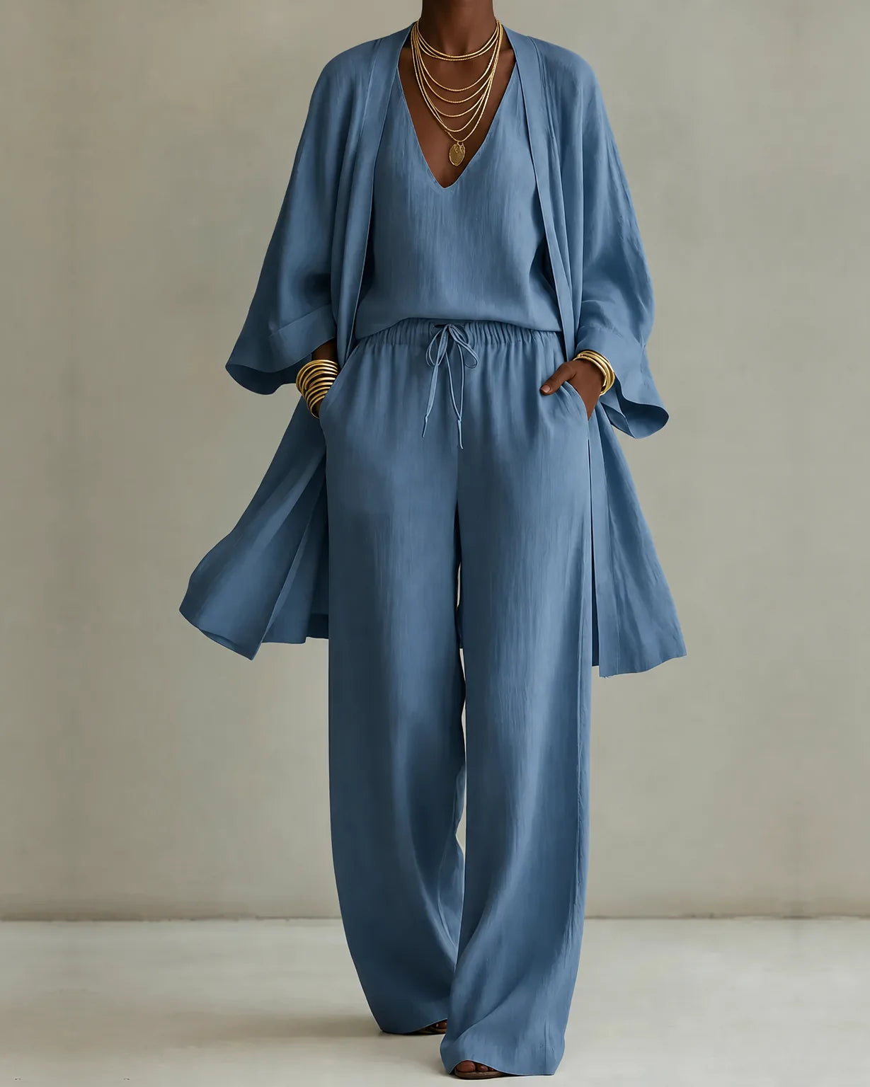 Clara | 3-teiliges Leinen-Look-Set