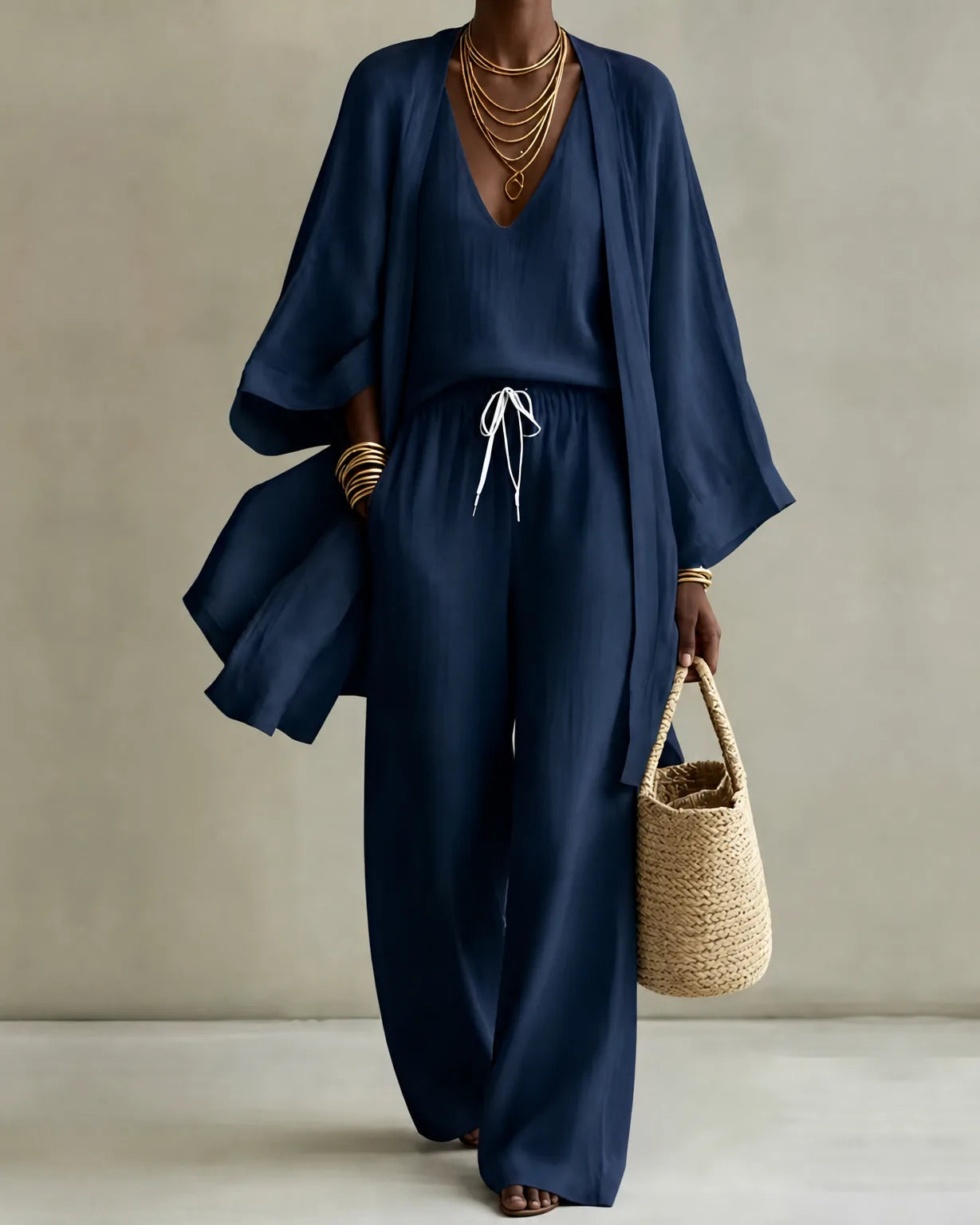 Clara | 3-teiliges Leinen-Look-Set