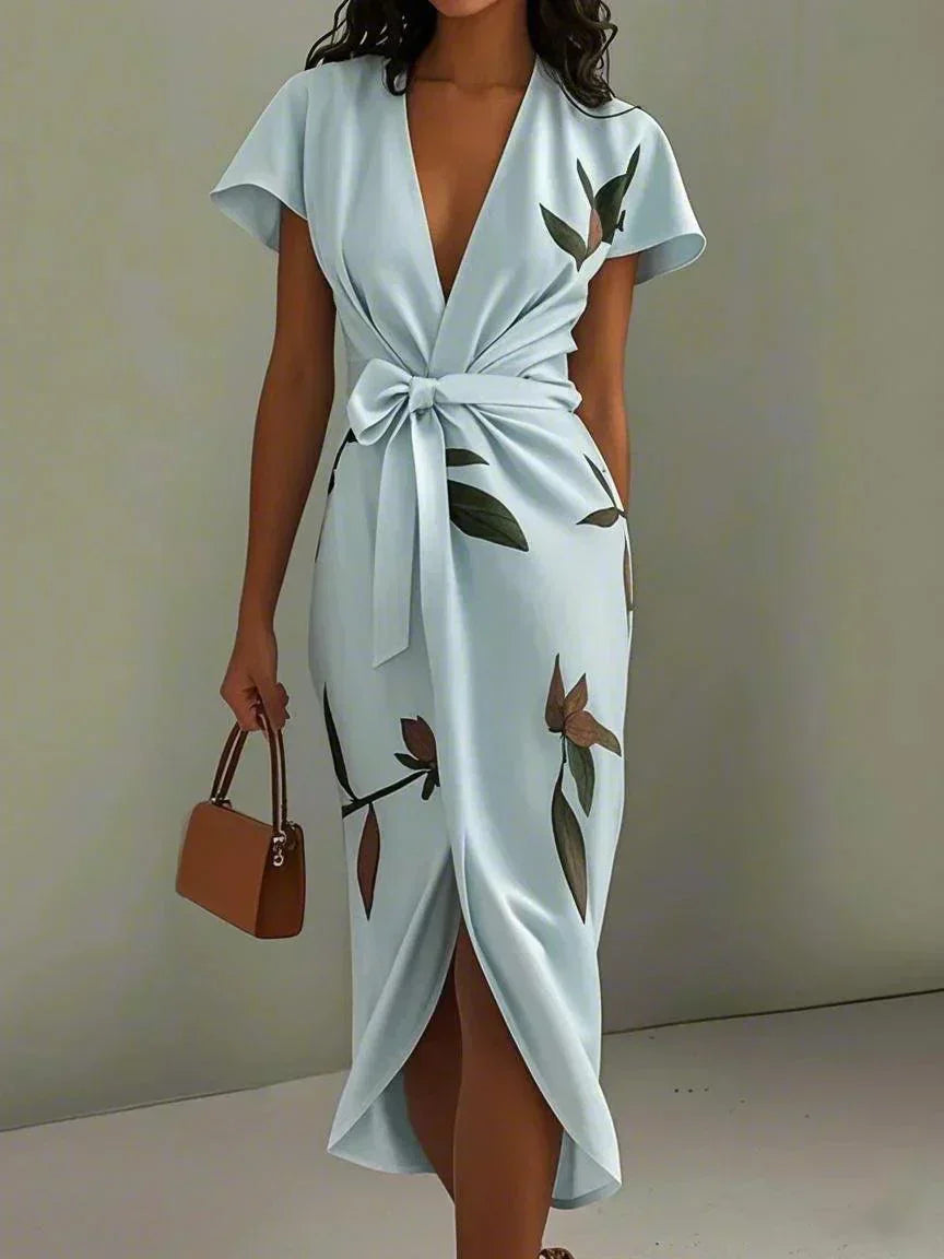 Michelle | Midikleid mit botanischem Wickeldesign