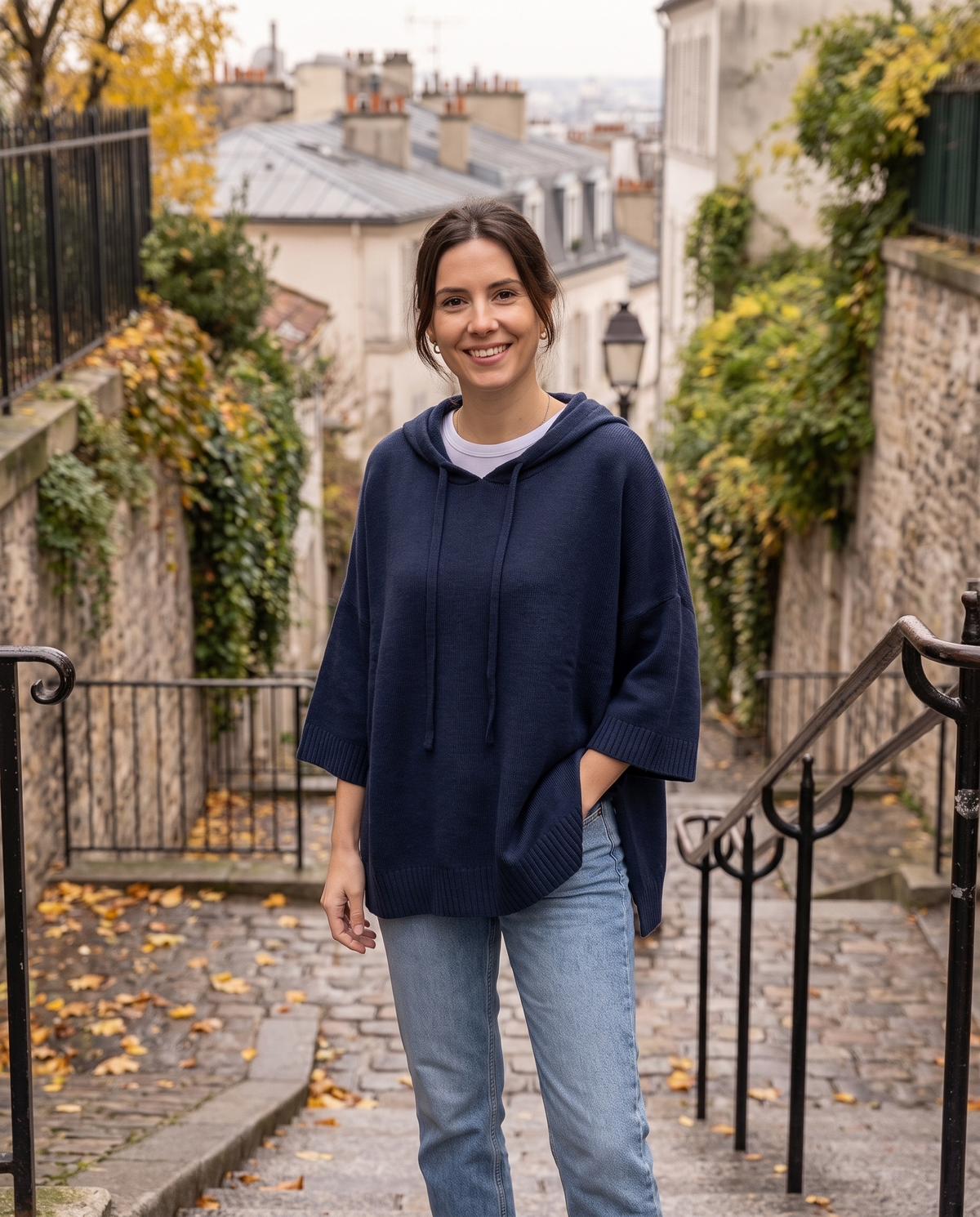Pull à capuche oversize en maille Louise