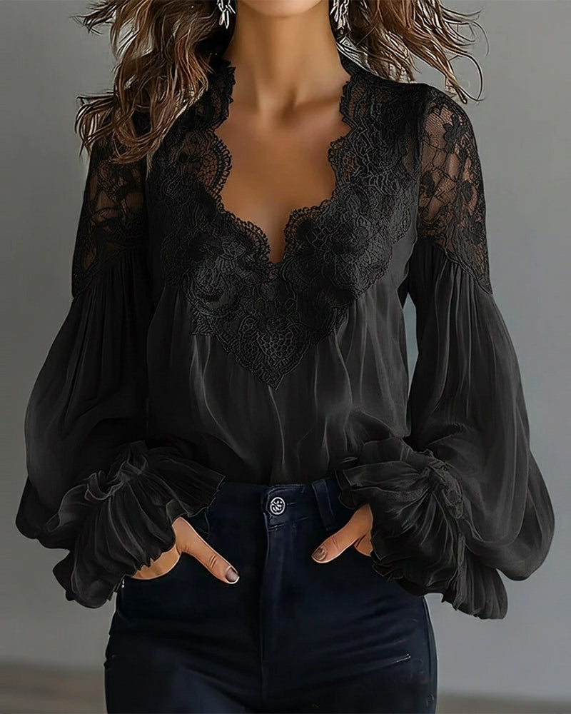 Lucia | Bluse mit Spitzenbesatz