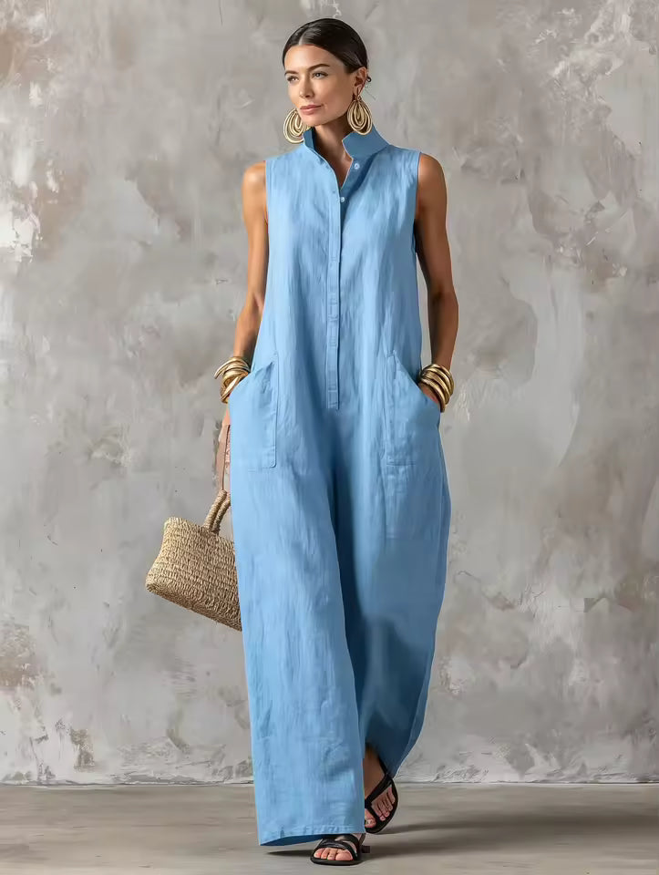 Stacy | Ärmelloser Jumpsuit mit weitem Bein