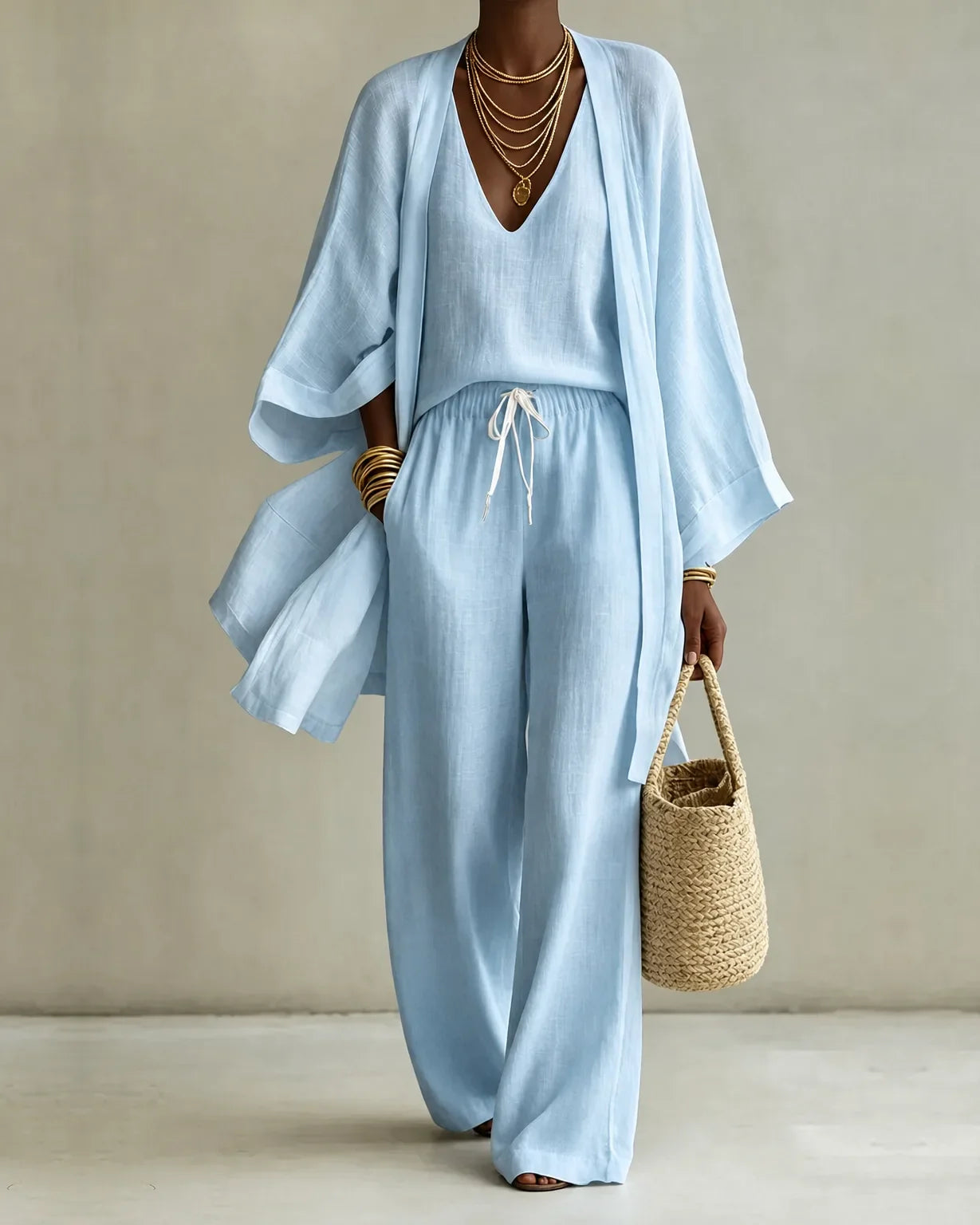 Clara | 3-teiliges Leinen-Look-Set