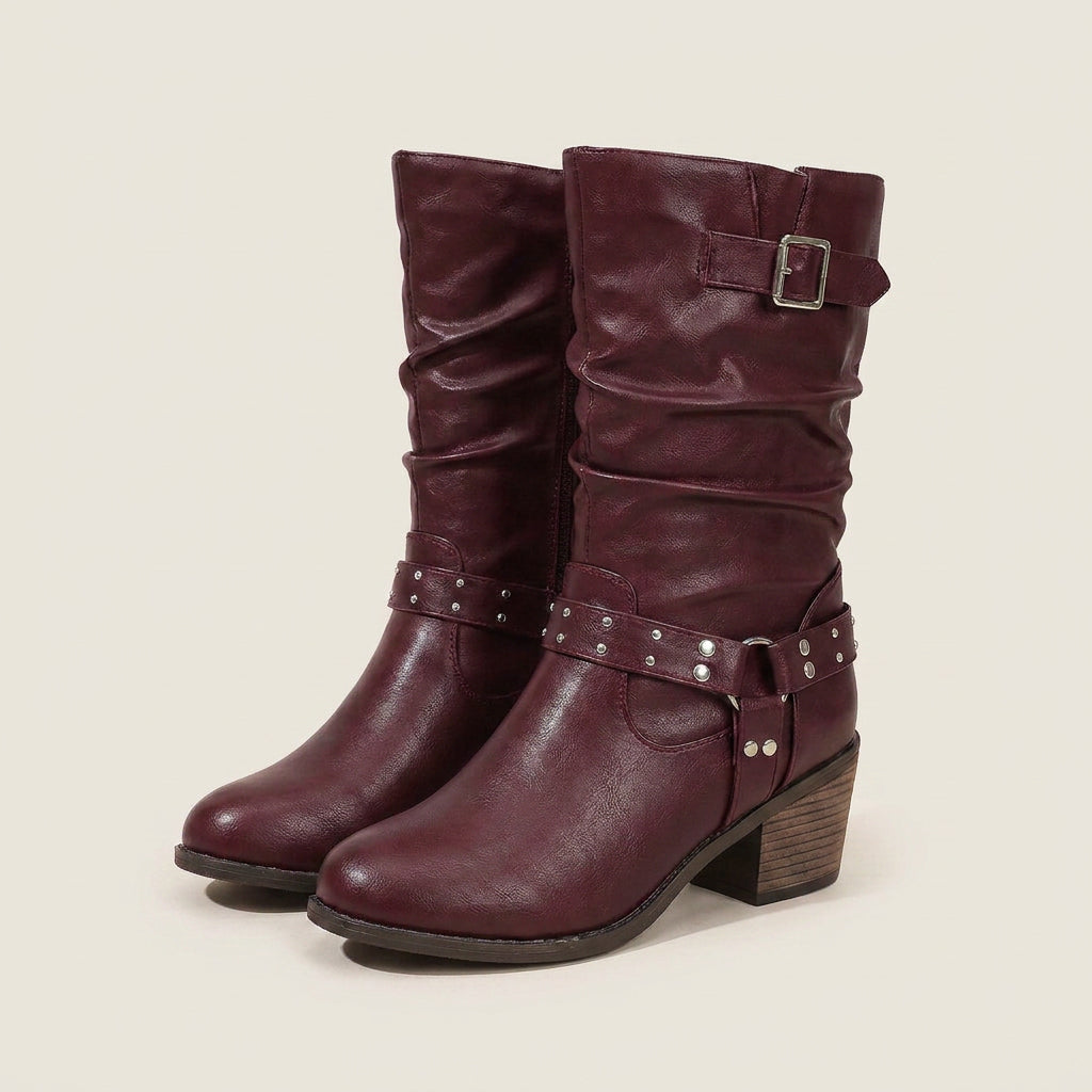 Virelle | Damen-Motorradstiefel in Lederoptik mit Nieten