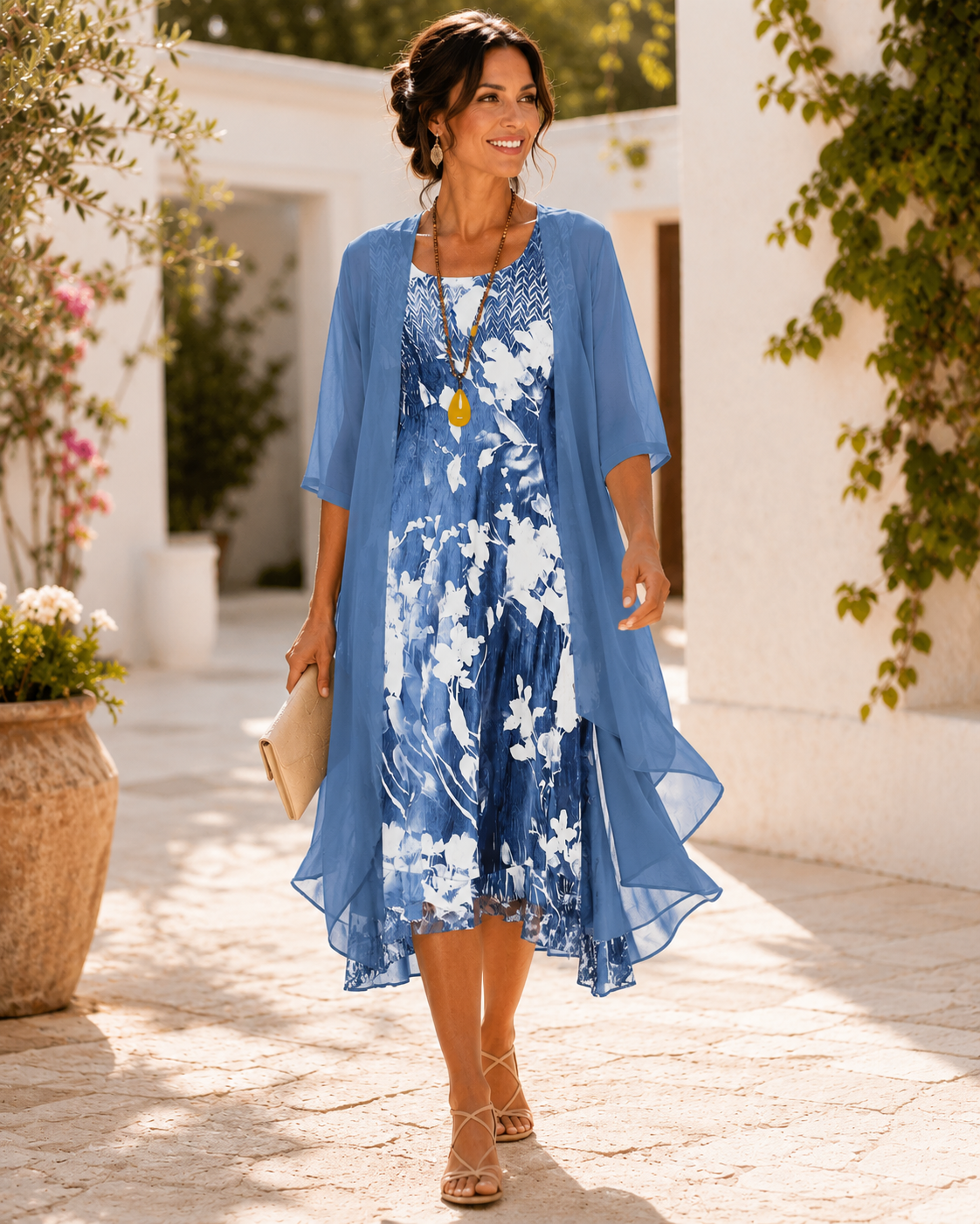 Monica | Elegantes Kleid mit Chiffonüberwurf