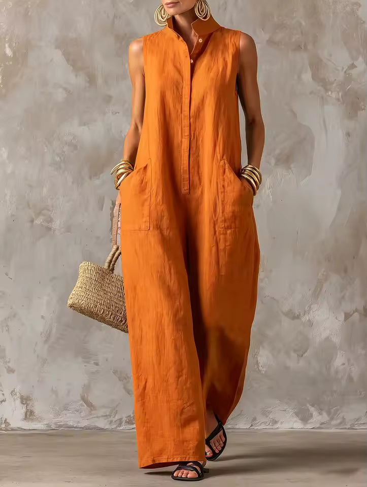 Stacy | Ärmelloser Jumpsuit mit weitem Bein