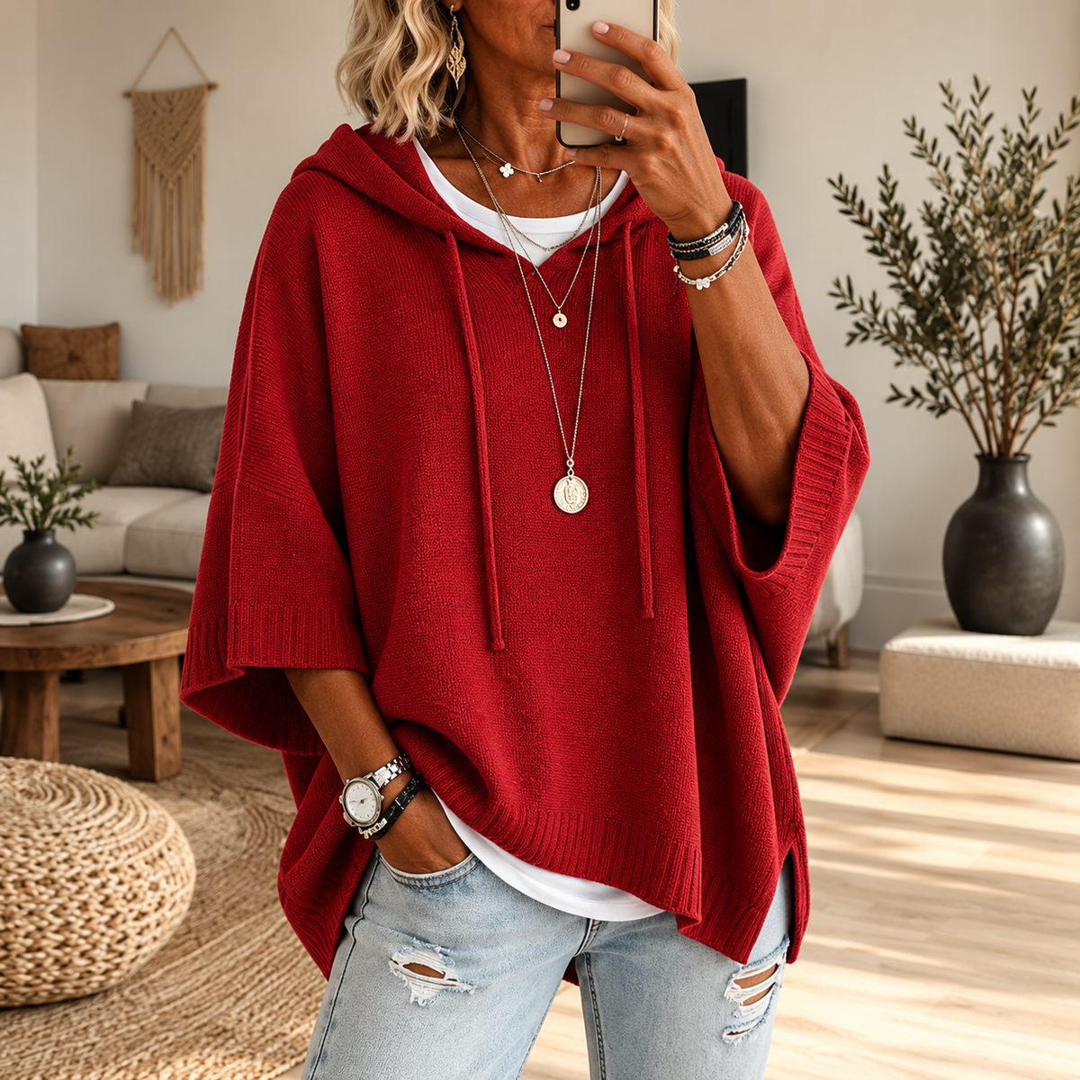 Pull à capuche oversize en maille Louise