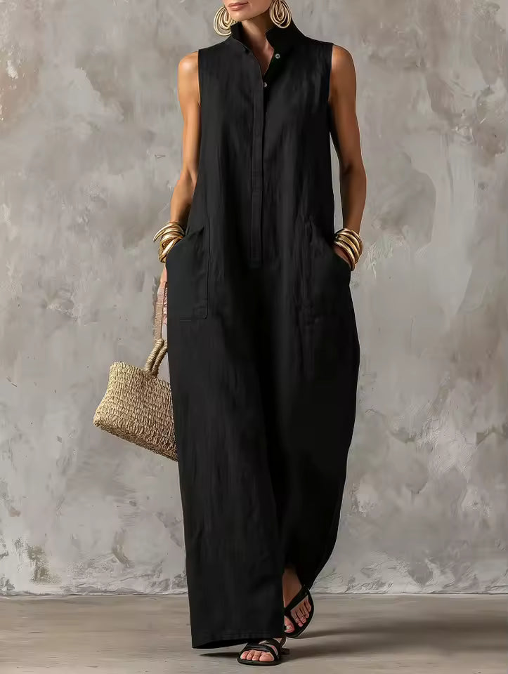 Stacy | Ärmelloser Jumpsuit mit weitem Bein